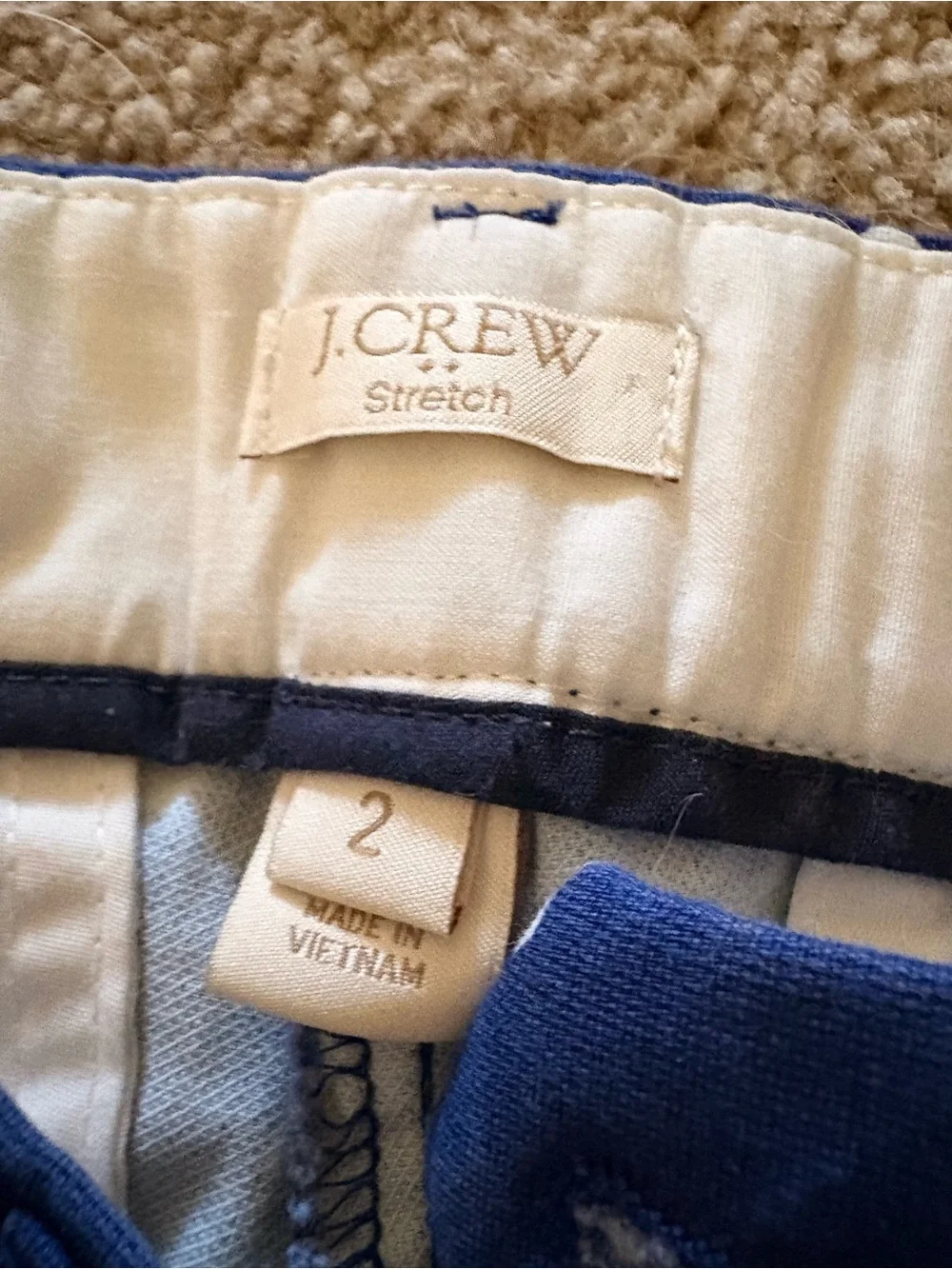 J. Crew Cream and Navy Stretch Waistband Pants